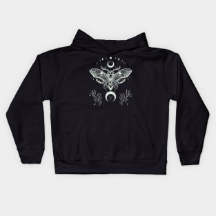 Luna Moth Skull Moon Phases Kids Hoodie